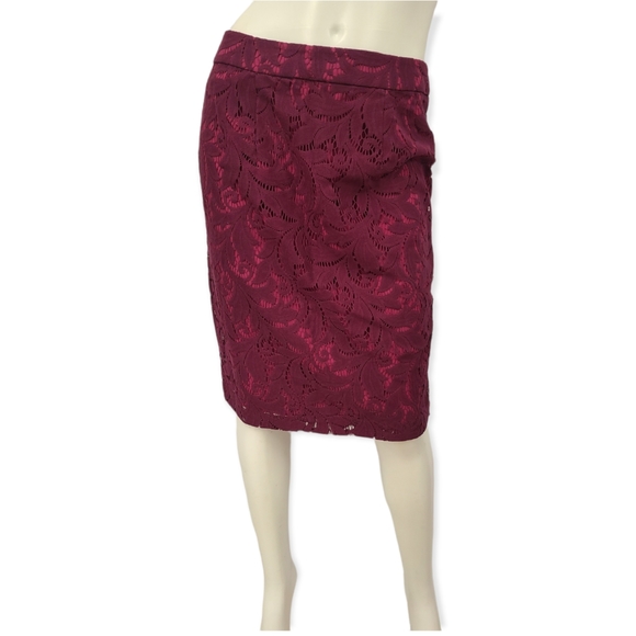 CABI Burghandy Lace Frolic Skirt size 6 - Picture 7 of 10